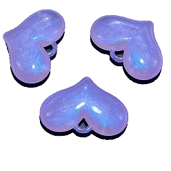 Лиловый 94шт акриловые подвески, с блеском порошок, сердце, сирень, 37 мм