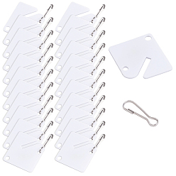 White 180Pcs Plastic Slotted Rack Key Tags with Metal Split Ring, White, 65.5mm