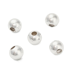 Серебро Круглых бусин латунные, долговечный, стойки покрытие, без свинца и без кадмия, серебряные, 4x3.5 мм, отверстие : 1.5 мм