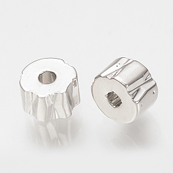 Real Platinum Plated Brass Spacer Beads, Nickel Free, Real Platinum Plated, Column, 5x3mm, Hole: 1mm