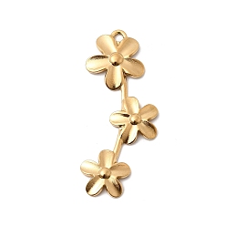 Цветок 304 подвески из нержавеющей стали, золотые, цветок, 37.5x6.5x2.5 мм, отверстие : 1.8 мм