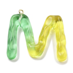 Letter M Смола подвеска, с обнаружением железного кольца, Письмо ~ Z, Буква М, 35x39.5x7 мм, отверстие : 2 мм
