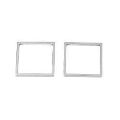 Stainless Steel Color 304 Stainless Steel Linking Rings, Laser Cut, Square, Stainless Steel Color, 15.5x15.5x1mm, Inner Diameter: 13.5mm