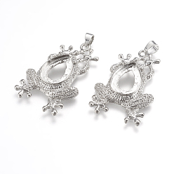 Платина Подвеска кабошона с подвеской сплава, лягушка, платина, лоток для капель: 18x13 мм, 46x29x6 мм, отверстие : 5x6 мм