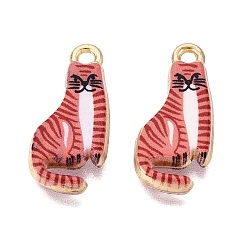 FireBrick Printed Alloy Pendants, Rack Plating, Cat Shape Charms, Cadmium Free & Nickel Free & Lead Free, Golden, FireBrick, 21x10x3.5mm, Hole: 1.8mm