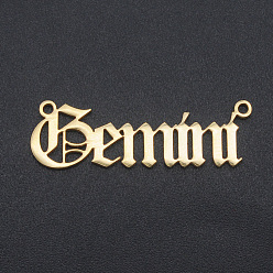 Близнецы 201 ссылки нержавеющей стали, двенадцать созвездий, старый английский, лазерная резка, Близнецы, 9x29x1 мм, отверстие : 1.2 мм