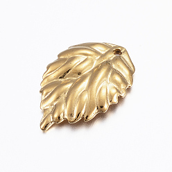 Золотой 304 подвески из нержавеющей стали, лист, золотые, 21.5x14.5x1 мм, отверстие : 1 мм