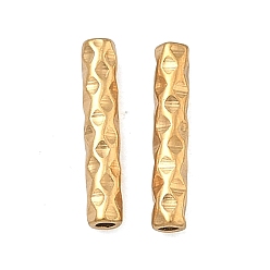 Золотой 304 шарики из нержавеющей стальной трубы, ионное покрытие (ip), текстурированная трубка, золотые, 11x2 мм, отверстие : 0.9 мм