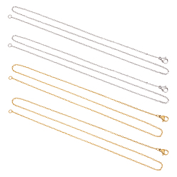 Золотой & Цвет Нержавеющей Стали Вакуумное покрытие pvd 304 ожерелья из нержавеющей стали с цепочкой, с карабин-лобстерами , золотые и нержавеющая сталь цвет, 19.7 дюйм (50 см), 12 шт / коробка