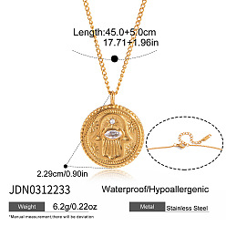 Hamsa Hand Религия 304 Подвеска из нержавеющей стали с прозрачными кубическими циркониями, витая цепочка для женщин, золотые, хамса рука, 17.72 дюйм (45 см), Кулон : 22.9 мм
