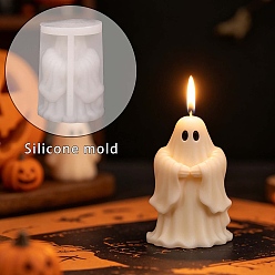 Ghost Moldes de silicona para portavelas de Halloween hechos en casa, moldes de resina, para resina uv, fantasma, 66x55x88 mm