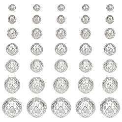 Серебро 70 шт. 7 стили бусины фурнитура наборы для самостоятельного изготовления, включая латунные бусины, 304 из нержавеющей стали европейские шарики, серебряные, 3~11.8 мм, отверстие : 1.2~5 мм, 10 шт / стиль