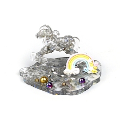 Лабрадорита Смоляная радужная лошадка-качалка украшение для витрины, с натуральной крошкой лабрадора внутри статуэток для украшения домашнего офиса, 130x100x80 мм