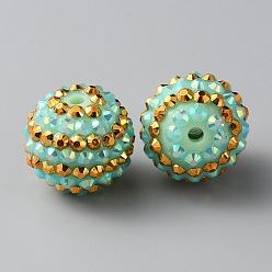 Топаз Бусины со стразами из смолы, круглый с узором в полоску, для изготовления ювелирных изделий DIY, ручки и поделки из бисера, топаз, 20x17.5 мм, отверстие : 2.7 мм