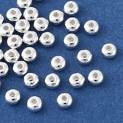 Серебро Латунные бусины, без свинца, без кадмии и без никеля, круглые, серебряные, 3x2 мм, отверстие : 0.9 мм