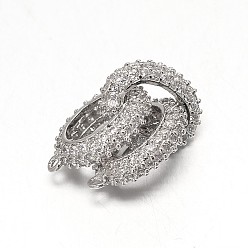 Платинированный Латунные микро проложить класса AAA кубического циркония подвески, без кадмия, без никеля и без свинца, Реальная платина, 34x12x12 мм, отверстие : 1 мм