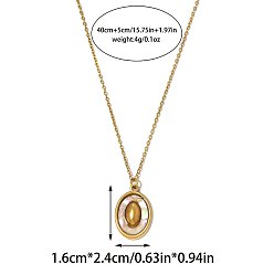 Oval Натуральная раковина морского ушка 304 подвески из нержавеющей стали для женщин, золотые, овальные, 15.75 дюйм (40 см), Кулон : 16x24 мм
