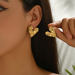 Сердце Серьги шпилька нержавеющая сталь, золотые, сердце, 30x24 мм