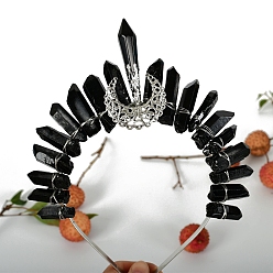 Черный Резинки для волос из натуральных кристаллов, корона для волос, для женщин девушек, чёрные, 300 мм