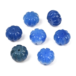 Blue Dyed Natural Myanmar Jade Burmese Jade Carved Beads, Pumpkin, Blue, 11x15mm, Hole: 1.6mm
