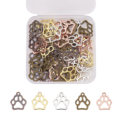 (52) Непрозрачная лаванда Подвески из сплава , без кадмия и без свинца, печать медвежьей лапы, разноцветные, 19x17x1.5 мм, отверстие : 2 мм, 5 цветов, 10 ПК / цветов, 50 шт / коробка