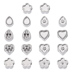 Mixed Shapes 18 шт. 9 стили 304 европейские оправы из нержавеющей стали со стразами, цвет нержавеющей стали, разнообразные, 10x10~10.5x7.5~8 мм, отверстие : 4.5 мм, 2 шт / стиль