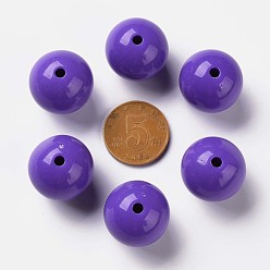 Medium Slate Blue Opaque Acrylic Beads, Round, Medium Slate Blue, 20x19mm, Hole: 3mm, about 111pcs/500g