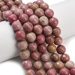 Родонит Природные родонит бисер нитей, граненые, круглые, 10 мм, отверстие : 1 мм, около 38~39 шт / нитка, 15.16'' (38.5 см)