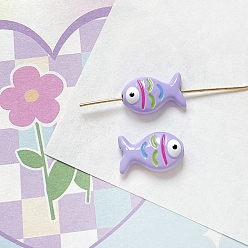 Средний Фиолетовый Милые бусины из эмали из сплава, рыба, средне фиолетовый, 9x15 мм, отверстие : 1.7 мм