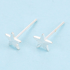 Звезда 925 стерлингового серебра серьги стержня, серебряные, звезда, 5.5x5.5 мм
