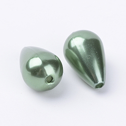 Dark Green ABS Plastic Imitation Pearl, Drop, Dark Green, 16x10mm, Hole: 1mm, about 600pcs/pound