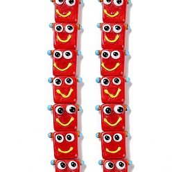 Красный Бусы лэмпворк ручной работы, робот, красные, 16x19.5x9.5 мм, отверстие : 1.8 мм, около 30 шт / нитка, 18.90'' (48 см)