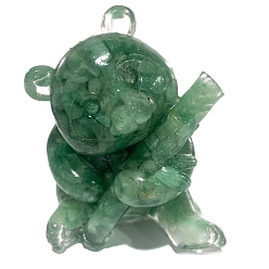 Green Aventurine Resin Panda Display Decoration, with Natural Green Aventurine Chips Inside for Home Office Desk Decoration, 65x65x85mm