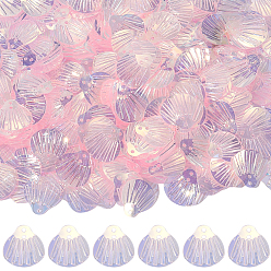 Pink 100g ПВХ блестки/бусины с пайетками, аксессуары для одежды, формы раковины, розовые, 13.5x13x0.1 мм, отверстие : 1 мм