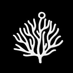 Нержавеющая Сталь Цвет Устойчивые к потускнению 201 подвески из нержавеющей стали, лазерная резка, форма коралла, цвет нержавеющей стали, 23.5x22x1 мм, отверстие : 1.8 мм