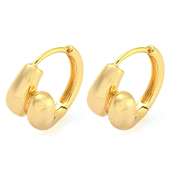 Echt 18 k vergoldet Huggie Creolen aus Messing für Damen, echt 18 k vergoldet, 15x15x9.5 mm