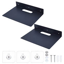 Черный Настенная стойка для хранения фрезера из углеродистой стали, прямоугольные, чёрные, 20.3x29.6x5 см