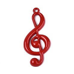 (123L) Белый крем непрозрачный блеск Спрей окрашены сплава большие кулоны, музыкальная нота, без кадмия, без никеля и без свинца, огнеупорный кирпич, 65.5x28x5 мм, отверстие : 3 мм
