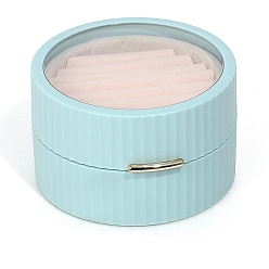 Голубой Ящики для хранения из АБС-пластика, плоский круглый корпус с прозрачным окном, голубой, 9x5.5 см