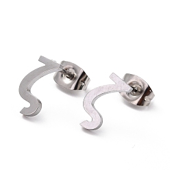 Letter Z Tarnish Resistant 304 Stainless Steel Greek Alphabet Stud Earrings, Manual Polishing, Letter.Z, 7~11x2~10x1.5mm, Pin: 0.8mm