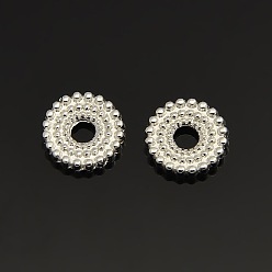 Серебро Диск обшивки сплава цинка шариков прокладки, серебряный цвет гальваническим, 9.5x2 мм, отверстие : 2 мм