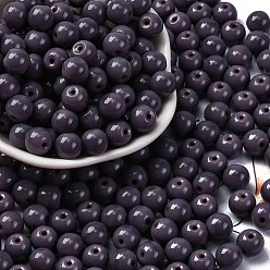 Темно-синий  Шифер Стеклянный бисер непрозрачных цветов, круглые, темный сланец синий, 8x7.5 мм, отверстие : 1.6 мм, Около 681 шт / фунт