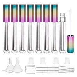 Clear DIY Empty Lipstick Bottle, Lip Gloss Tube Sets, Lip Balm Tube, with Cap, Plastic Funnel Hopper & Dropper, Clear, 115.5x16.5x16.5mm, Capacity: 6~7ml, 8pcs/set