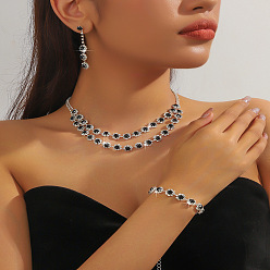 Реактивный Самолет Двухслойные цепочки из цветочного сплава со стразами, серьги-гвоздики и браслеты, серебряные, струя, 295 мм