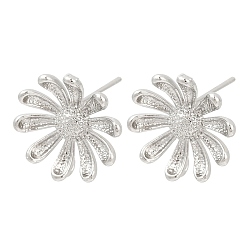 Платина Изделия из латуни, без кадмия, без никеля и без свинца, с петлей, цветок, платина, 16x15.5 мм, отверстие : 1 мм, штифты : 0.8x11.5 мм