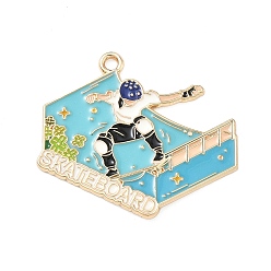 Другие Подвески из спортивного сплава с эмалью, золотые, скейтборде, 29x32.5x1.5 мм, отверстие : 2 мм