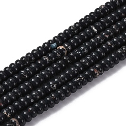 Черный Синтетические окрашенные нити императорской яшмы, рондель, чёрные, 4.5x2.5 мм, отверстие : 1 мм, около 142 шт / нитка, 14.96'' (38 см)