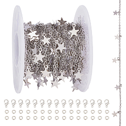 Платина Наборы для самостоятельного изготовления цепочек из латуни и ожерелий, включают в себя застежки-карабины из цинкового сплава и открытые соединительные кольца из латуни, платина, 8.5x6.6 мм