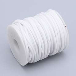 White Hollow Pipe PVC Tubular Synthetic Rubber Cord, Wrapped Around White Plastic Spool, White, 4mm, Hole: 2mm, about 16.4 yards(15m)/roll