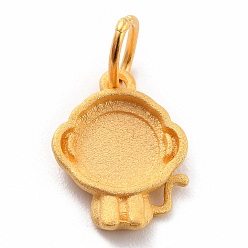 Monkey 925 Sterling Silver Pendant Cabochon Settings, Chinese Zodiac Sign, Monkey, 14x10.5x2.1mm, Inner Diameter: 3.5mm, Hole: 5x0.6mm